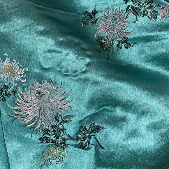 Gorgeous vintage rabbit fur coat turquoise floral silk lining custom made large - Picture 13 of 13